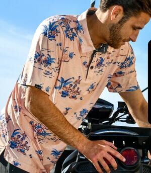 Sunday Crew Polo Shirt Size XL Orange Culture Hawaiian UPF 50 Casual Tropical
